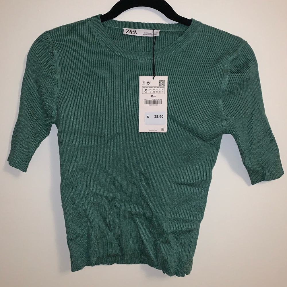 Zara Green Short Sleeve Top